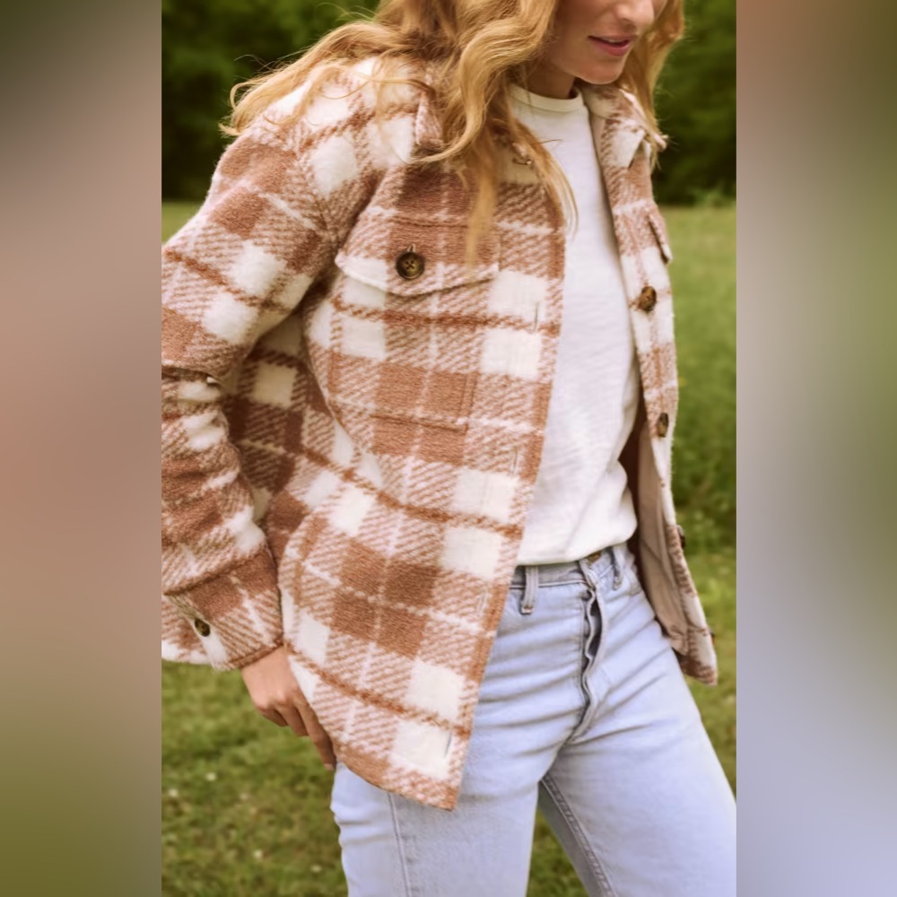 Faherty Tan and White Plaid Jacket